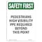 Signmission OSHA Sign, Pedestrians High Visibility PPE, 10in X 7in Rigid Plastic, 7" W, 10" H, Portrait OS-SF-P-710-V-11200 - alternate 1